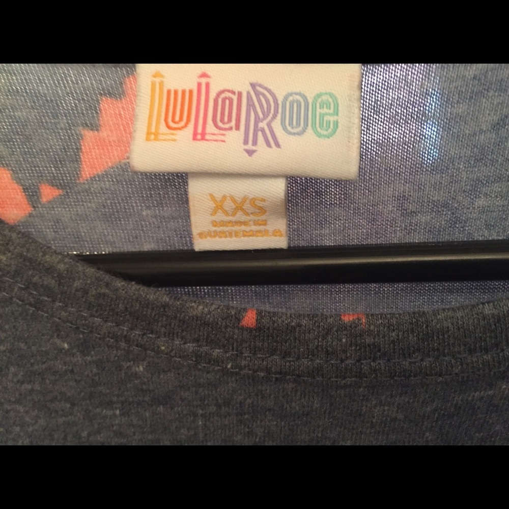 LuLaRoe XXS Gray and Salmon Carly - Picture 3 of 4